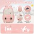 BPK2605 - KONO Durable Water-Resistant Kids Backpack with Padded Laptop Sleeve and Multi-Pocket Organization for School - Pink and Beige