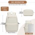BPK2606 - KONO Stylish Solid-Color Casual Backpack for School and Weekend Trips with Multi-Pocket Storage - Beige