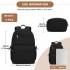 BPK2606 - KONO Stylish Solid-Color Casual Backpack for School and Weekend Trips with Multi-Pocket Storage - Black