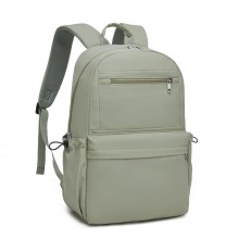 BPK2606 - KONO Stylish Solid-Color Casual Backpack for School and Weekend Trips with Multi-Pocket Storage - Green