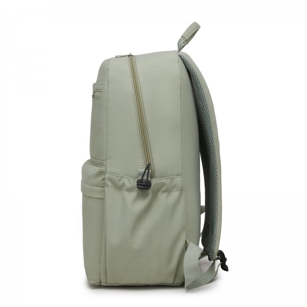 BPK2606 - KONO Stylish Solid-Color Casual Backpack for School and Weekend Trips with Multi-Pocket Storage - Green