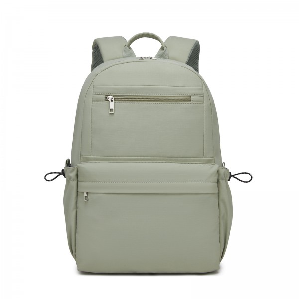 BPK2606 - KONO Stylish Solid-Color Casual Backpack for School and Weekend Trips with Multi-Pocket Storage - Green