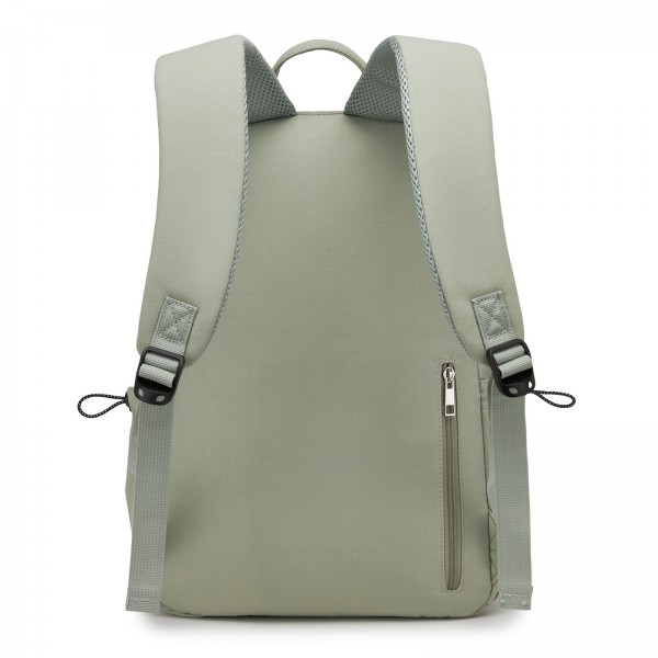 BPK2606 - KONO Stylish Solid-Color Casual Backpack for School and Weekend Trips with Multi-Pocket Storage - Green