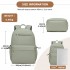 BPK2606 - KONO Stylish Solid-Color Casual Backpack for School and Weekend Trips with Multi-Pocket Storage - Green