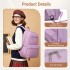 BPK2606 - KONO Stylish Solid-Color Casual Backpack for School and Weekend Trips with Multi-Pocket Storage - Purple