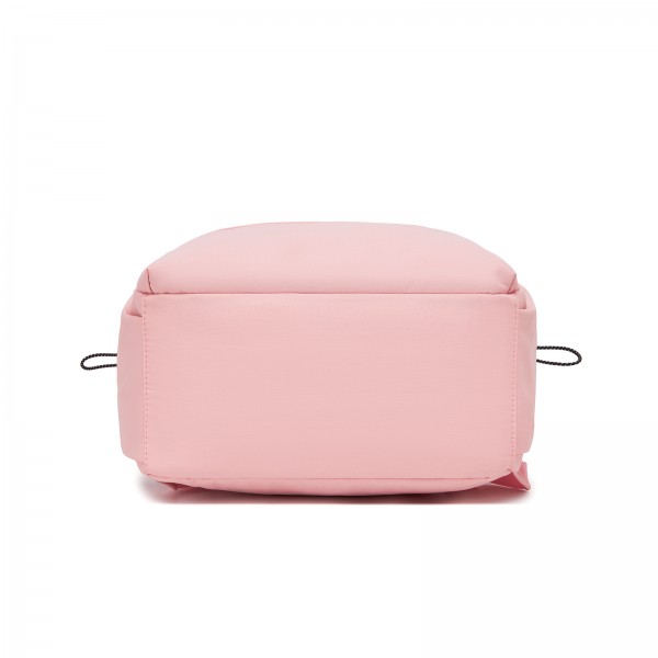 BPK2606 - KONO Stylish Solid-Color Casual Backpack for School and Weekend Trips with Multi-Pocket Storage - Pink