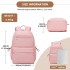 BPK2606 - KONO Stylish Solid-Color Casual Backpack for School and Weekend Trips with Multi-Pocket Storage - Pink