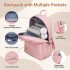BPK2606 - KONO Stylish Solid-Color Casual Backpack for School and Weekend Trips with Multi-Pocket Storage - Pink