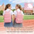 BPK2606 - KONO Stylish Solid-Color Casual Backpack for School and Weekend Trips with Multi-Pocket Storage - Pink