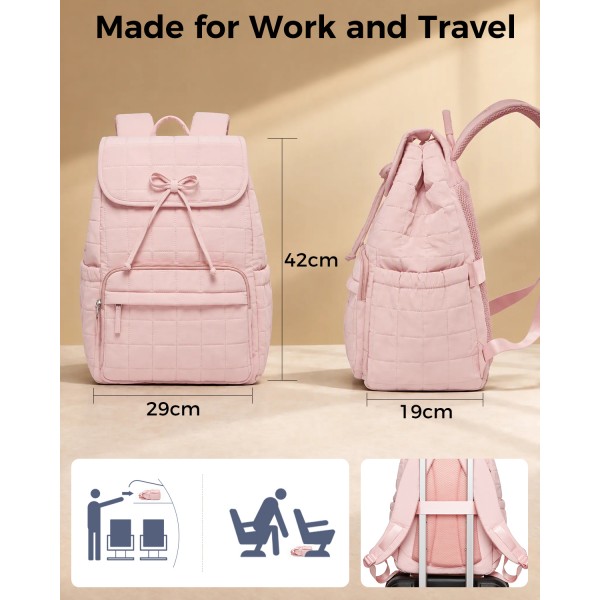 BPK2626 - Kono 23L Reise-Laptop-Rucksack, wasserabweisender Nylon-Rucksack, passend für 15,6-Zoll-Notebook für Arbeit, Schule und Wochenendreise - Rosa