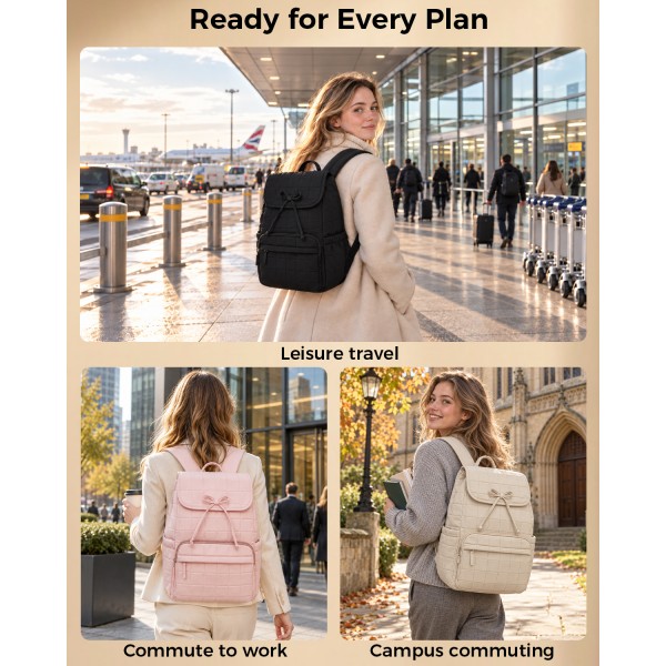 BPK2626 - Kono 23L Reise-Laptop-Rucksack, wasserabweisender Nylon-Rucksack, passend für 15,6-Zoll-Notebook für Arbeit, Schule und Wochenendreise - Rosa