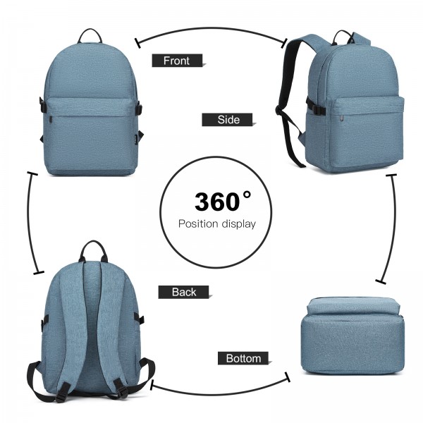 E1930 - Kono Durable Polyester Everyday Backpack With Sleek Design - Blue
