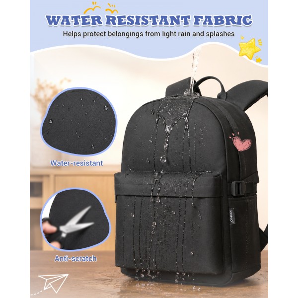 E1930 - Kono Durable Polyester Everyday Backpack With Sleek Design - Black