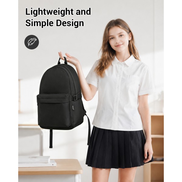 E1930 - Kono Durable Polyester Everyday Backpack With Sleek Design - Black