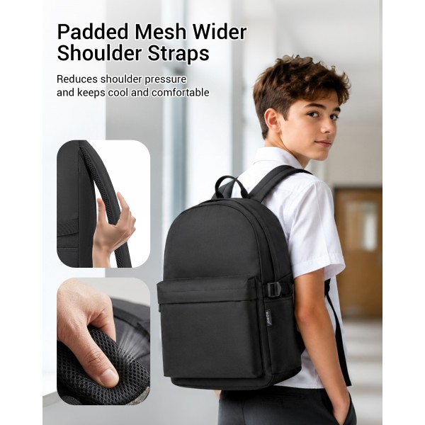 E1930 - Kono Durable Polyester Everyday Backpack With Sleek Design - Black