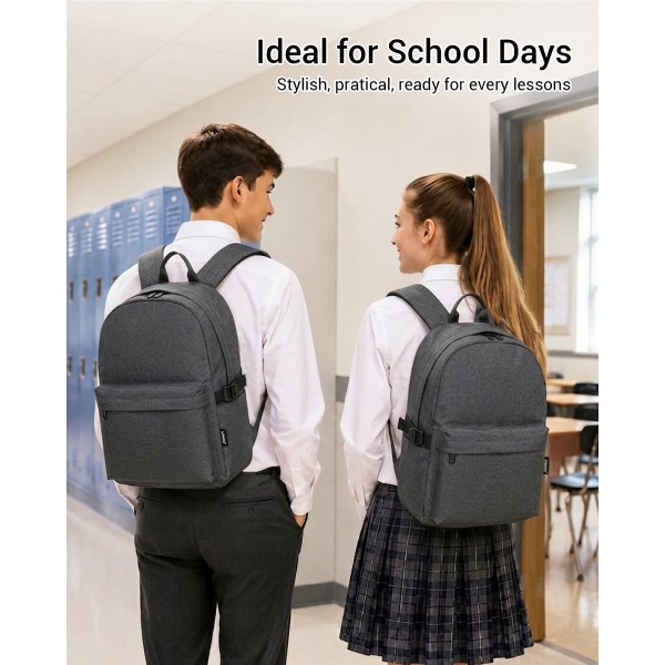 E1930 - Kono Durable Polyester Everyday Backpack With Sleek Design - Dark Grey