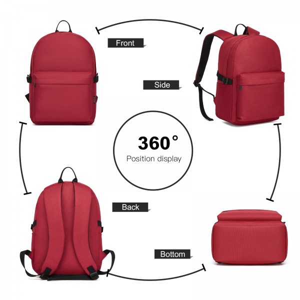 E1930 - Kono Durable Polyester Everyday Backpack With Sleek Design - Red