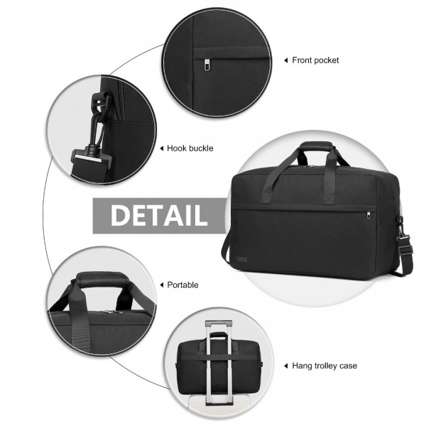 E1960L - Kono Lightweight Multi Purpose Unisex Sports Travel Duffel Bag - Black