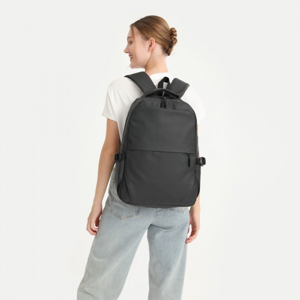 E2329 - Kono Leisure PVC Coated Water-resistant Backpack With USB Charging Port - Black
