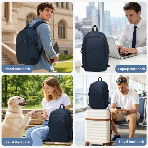 E6715 - Kono Business Laptop Backpack with USB Charging Port - Dark Blue