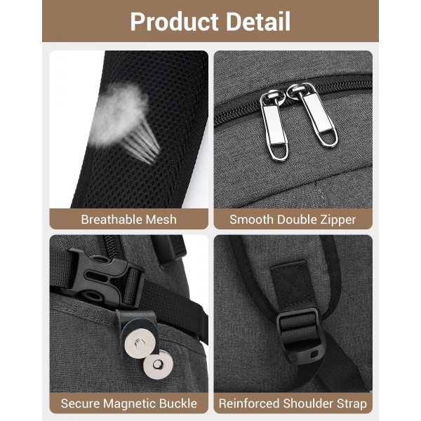 E6715 - Kono Business Laptop Backpack with USB Charging Port - Dark Grey