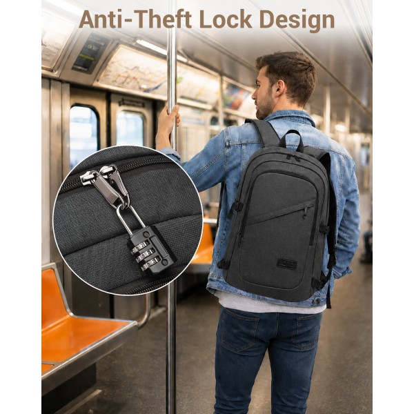 E6715 - Kono Business Laptop Backpack with USB Charging Port - Dark Grey