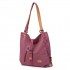 E6850-1 - Kono Casual Canvas Dual-Use Bag Large Capacity Shoulder Bag and Backpack - Fuchsia