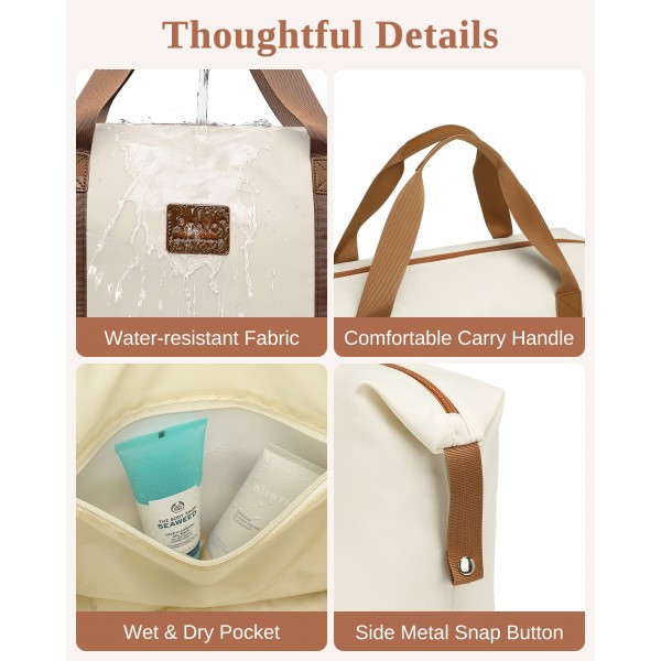 EA2212 - Kono Two Pieces Expandable Durable Waterproof Travel Duffel Bag Set - Beige And Brown