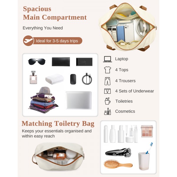 EA2212 - Kono Two Pieces Expandable Durable Waterproof Travel Duffel Bag Set - Beige And Brown