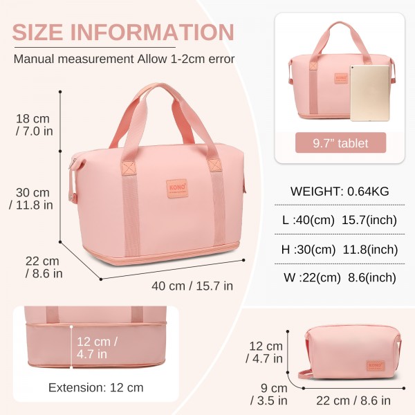 EA2212 - Kono Zwei Stücke Erweiterbar Dauerhaft Wasserdicht Reise-Seesack-Set - Rosa