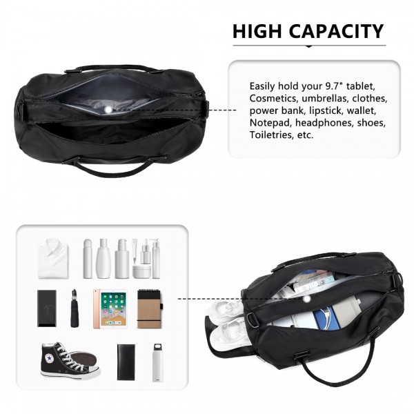 EA2213 - Kono Multi Waterproof Gym bag Carry On Weekend Bag - Black
