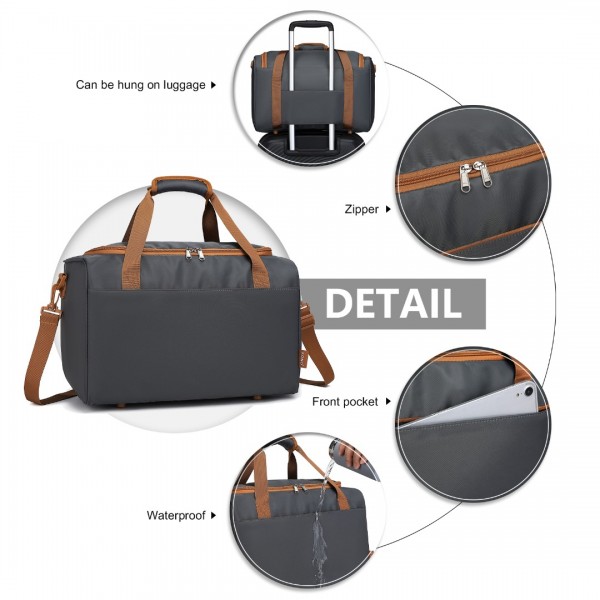 EA2321 - Kono Spacious Travel Storage Bag Handbag - Grey And Brown