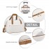 EA2369M - Kono Lightweight Water-Resistant Foldable Under Seat Travel Carry-on Duffel Bag Medium - Beige And Brown