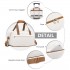 EA2369S - Kono Lightweight Water-Resistant Foldable Under Seat Travel Carry-on Duffel Bag Small - Beige And Brown