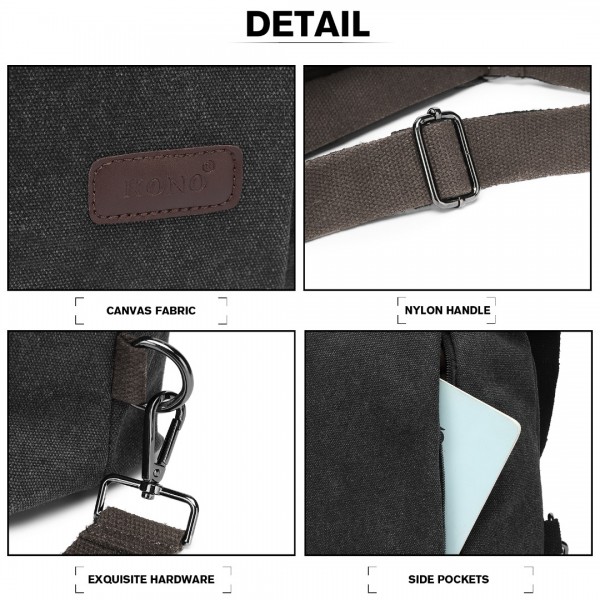 EB2041 - Kono Two Way Canvas Shoulder Bag Backpack - Black