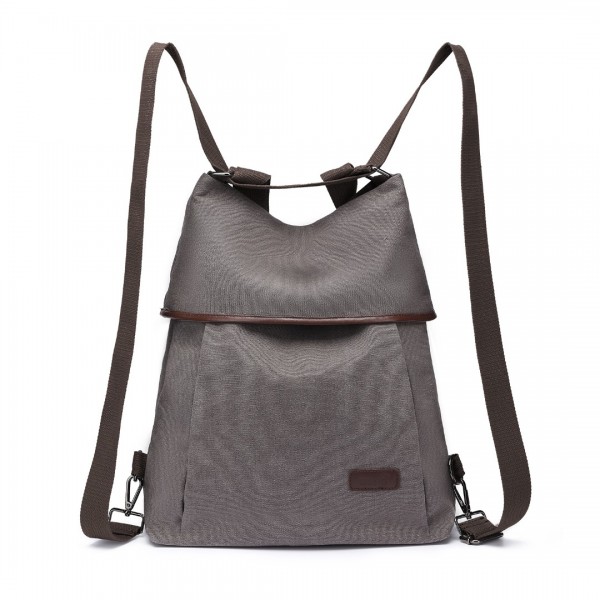 EB2041 - Kono Two Way Canvas Shoulder Bag Backpack - Grey