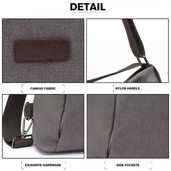 EB2041 - Kono Two Way Canvas Shoulder Bag Backpack - Grey