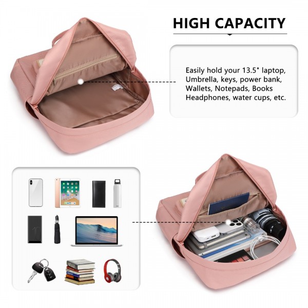 EB2211 - Kono Casual Daypack Lightweight Backpack Travel Bag - Pink