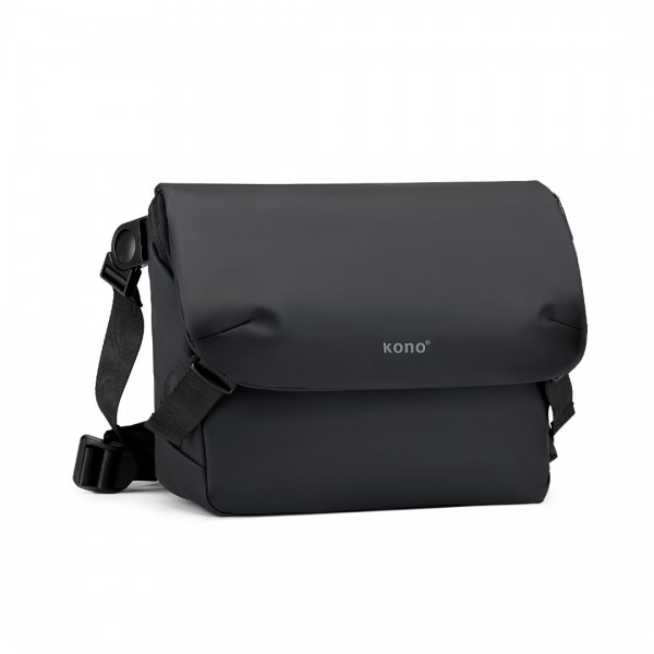 EB2340 - KONO Modern PVC Coated Water-Resistant Crossbody With Versatile Carrying Options - Black