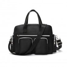 EB2351 - Kono Sleek Multi-Pocket Water-Resistant Crossbody Tote Bag - Black