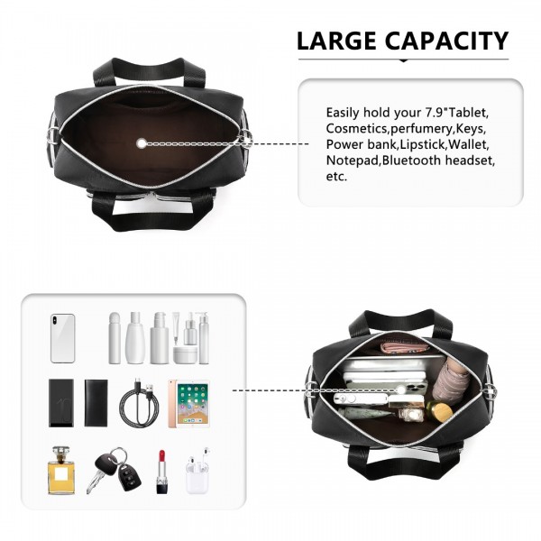 EB2351 - Kono Sleek Multi-Pocket Water-Resistant Crossbody Tote Bag - Black