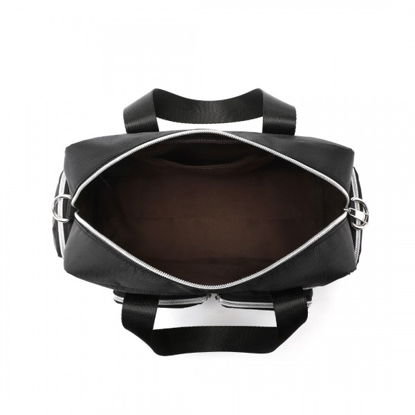 EB2351 - Kono Sleek Multi-Pocket Water-Resistant Crossbody Tote Bag - Black