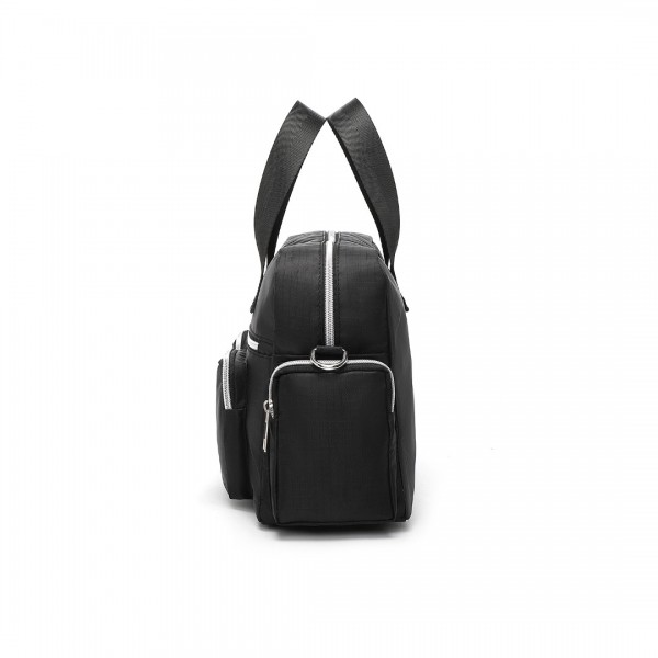 EB2351 - Kono Sleek Multi-Pocket Water-Resistant Crossbody Tote Bag - Black