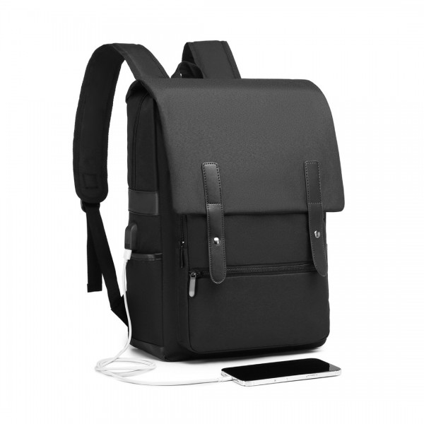 EG2032 - Kono Intelligenter praktischer Rucksack mit aufladbarer USB-Schnittstelle - Schwarz