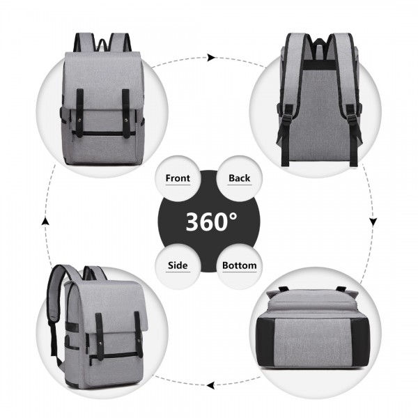 EG2032 - Kono Sac à dos pratique intelligent avec interface USB rechargeable - Gris
