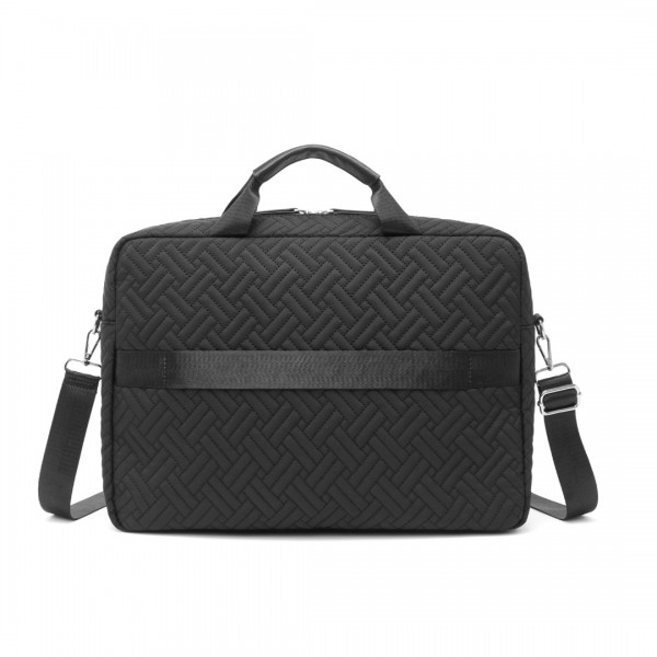 EG2343 - Kono Water-Repellent Elegant Quilted Laptop Bag - Black