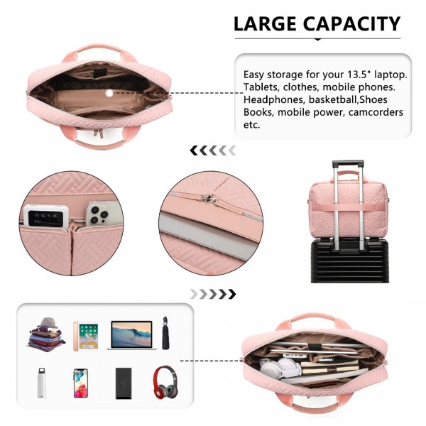 EG2343 - Kono Water-Repellent Elegant Quilted Laptop Bag - Pink