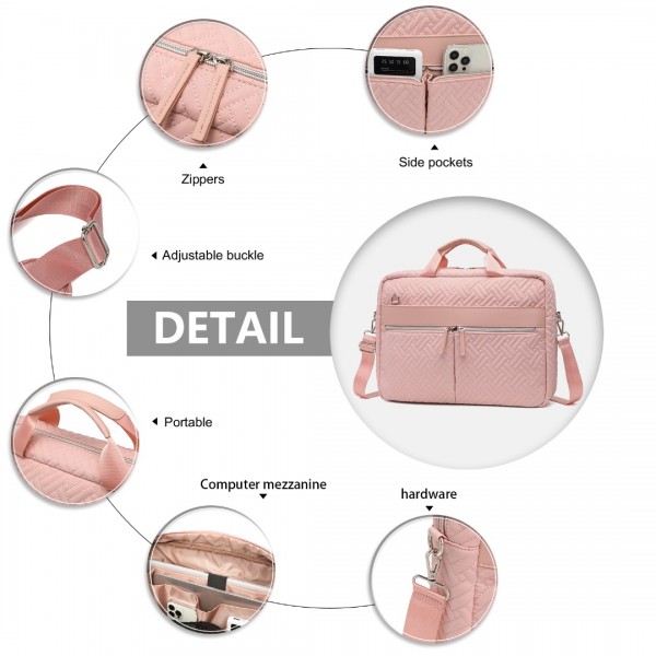 EG2343 - Kono Wasserabweisend Elegant Gesteppt Laptop-Tasche - Rosa