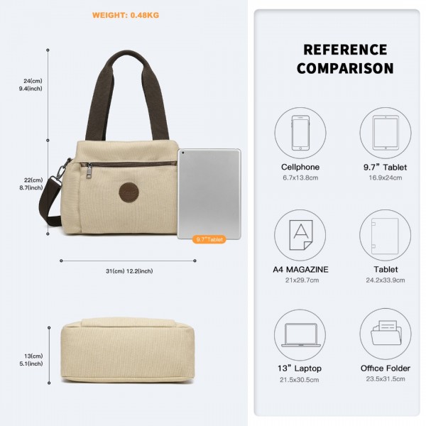 EH2045 - Kono Canvas Multi-Functional Cross Body Bag - Khaki