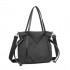 EH2220 - Kono Large Capacity Canvas And Leather Fusion Shoulder Tote Bag - Black